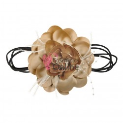 Floare cu snur pentru decor gat sau mana PRL50TT Caramel cu perlute